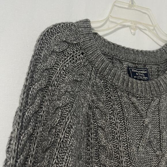 VTG Y2K Abercrombie and Fitch Chunky Cable Knit Sweater Women S Gray Fisherman - Picture 3 of 12